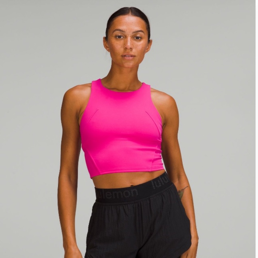 Lululemon pink crop top with built in sports bra